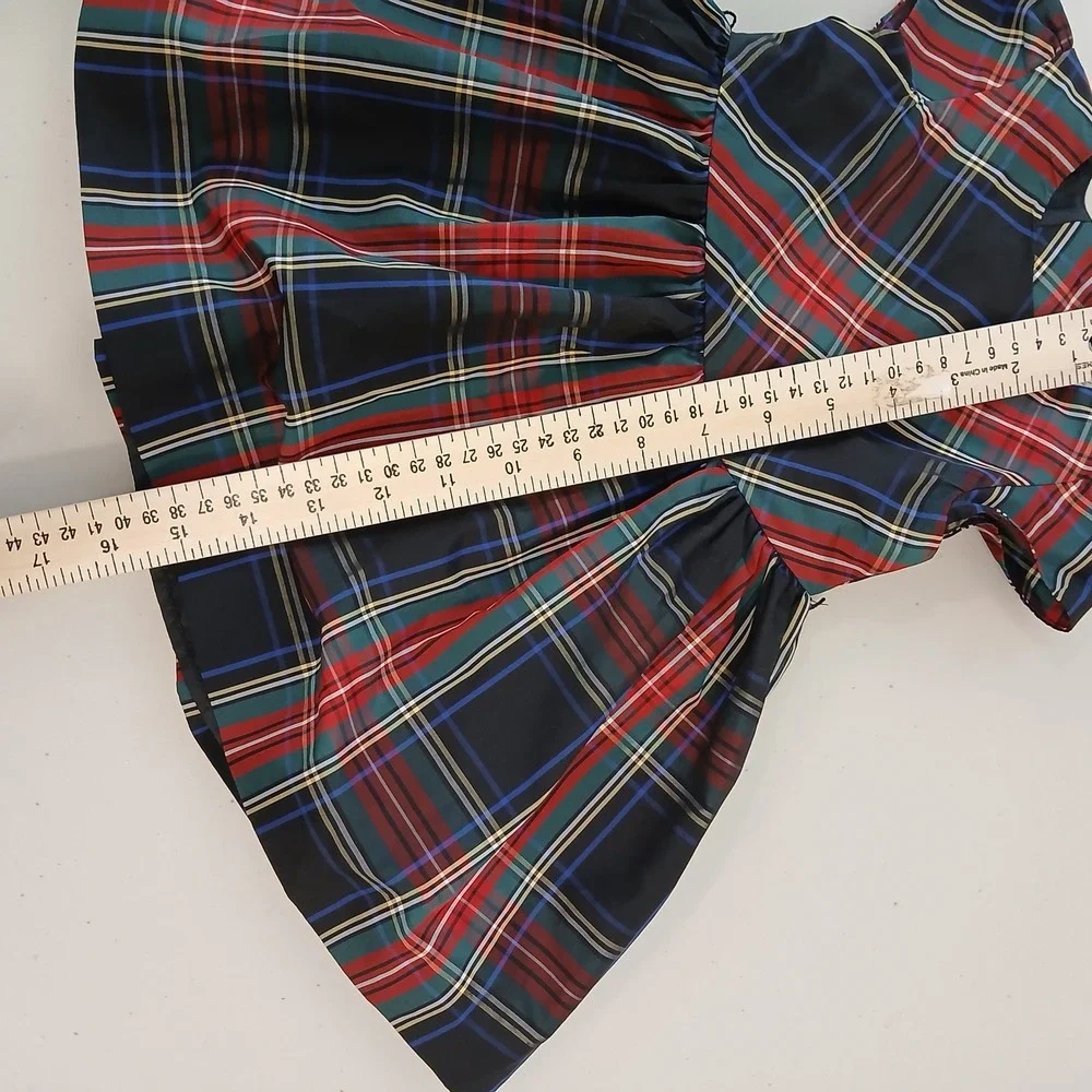 Ralph Lauren Dress Baby 6M Navy Red Plaid Tartan Fit Flare Holiday Preppy